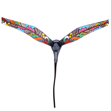 HILASON Western Horse Genuine Leather Printed Breast Collar Black